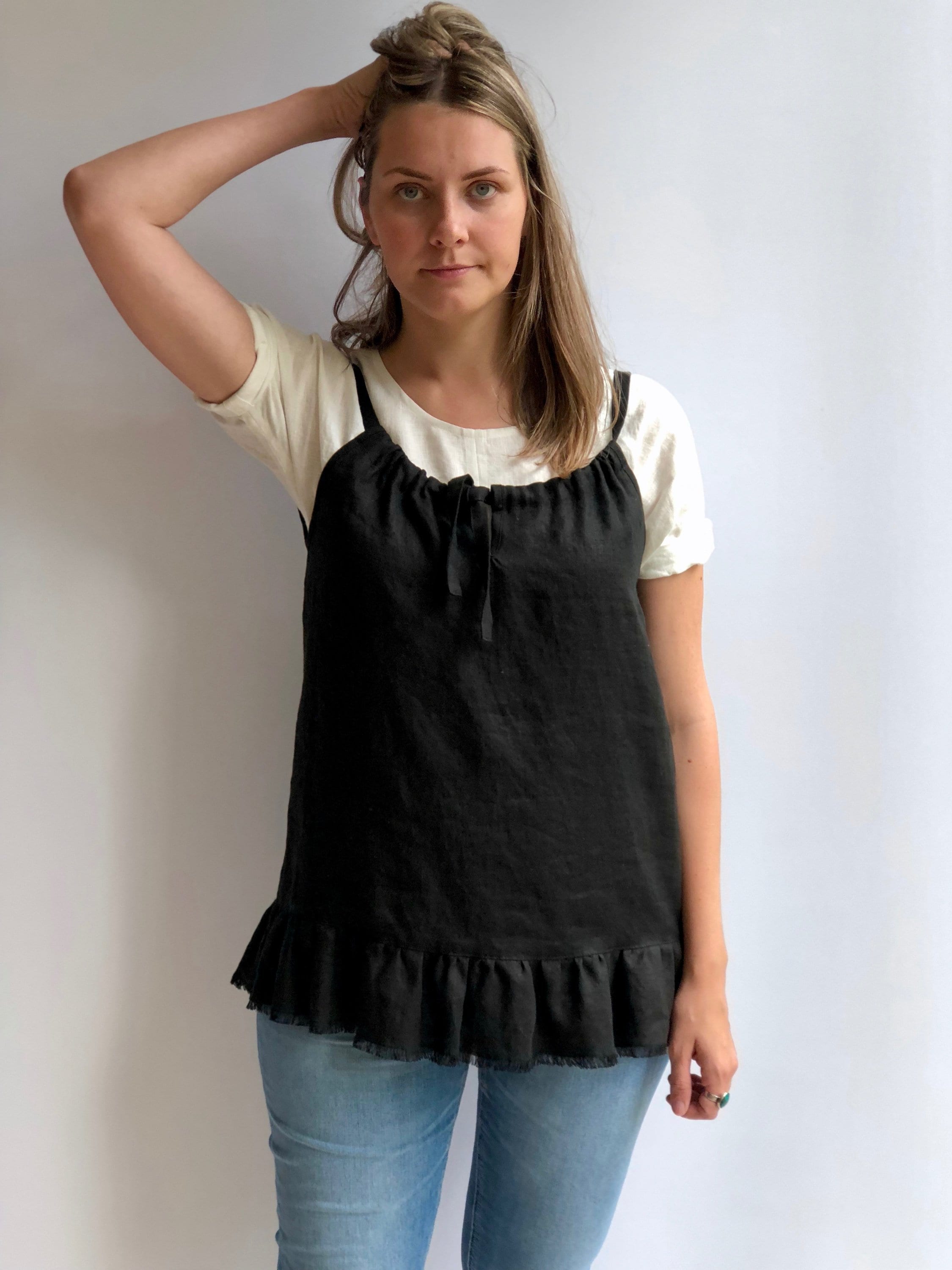 Sleeveless Linen Top Carola, Drawstring neckline Top, Womens Top, Linen