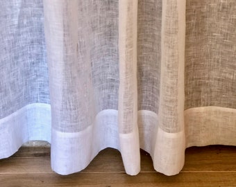 White Wide Linen Curtain Panel, White Curtains, Sheer Curtains, Linen Drapes, Long Curtain, White Linen Curtain