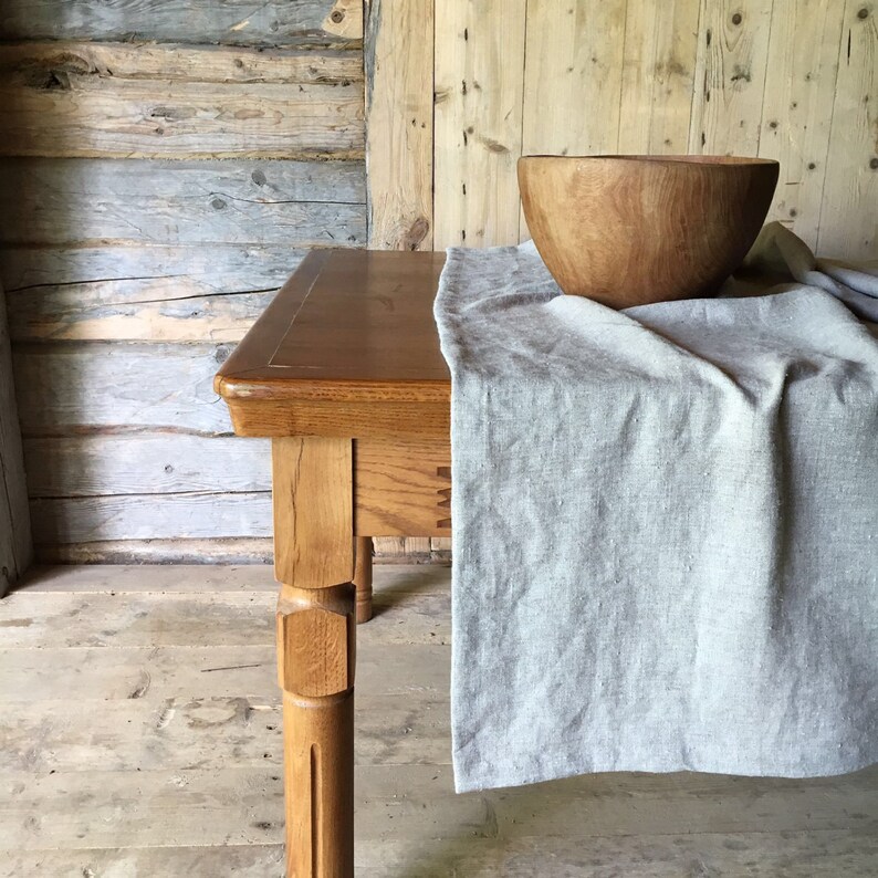 Tissu de table en lin naturel, texture rustique magnifique Taupe Lin Nappe Rectangle, Nappe Carrée, Table de ferme, Nappe image 2