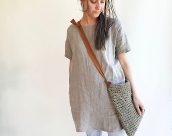 Linen Tunic Dress with Short Sleeves, Linen Tunic for Women, Plus size tunic, Tunic tops, Linen tunics for women, tunic shirt, Women's Tunic