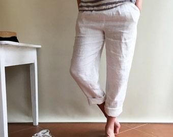 Linen Pants, Linen Trousers, Womens Pants, Womens Trousers, Black Trousers, Beach Pants, White trousers, Pants for Women, Plus Size Pants