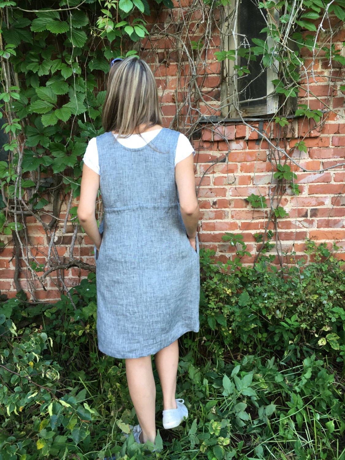 knee length pinafore