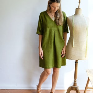 V-neck Linen Tunic 'yvette', Plus Size Tunic, Linen Tunic Dress, Womens ...