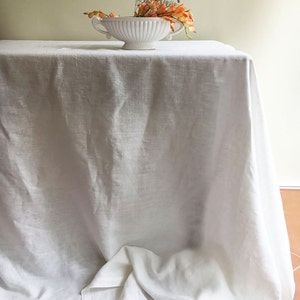 White Linen Table Cloth, Pure White Linen, Tablecloth Rectangle, Tablecloth Square Pure White Tablecloth linen Tablecloth Creamy White linen image 2