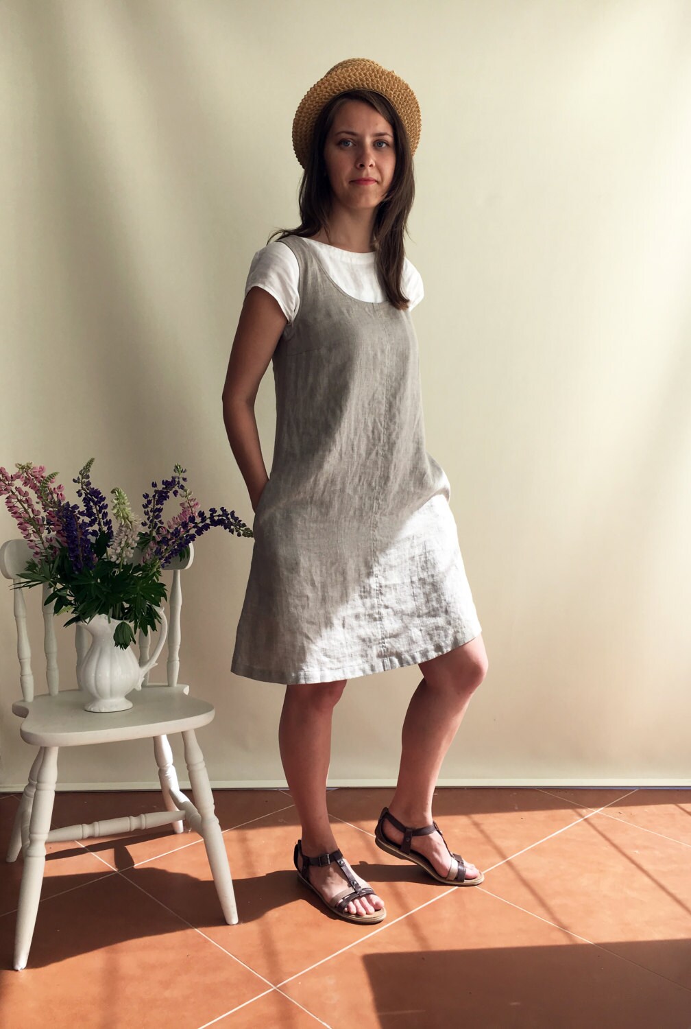 Linen Jumper Dress Pinafore Dress Linen 