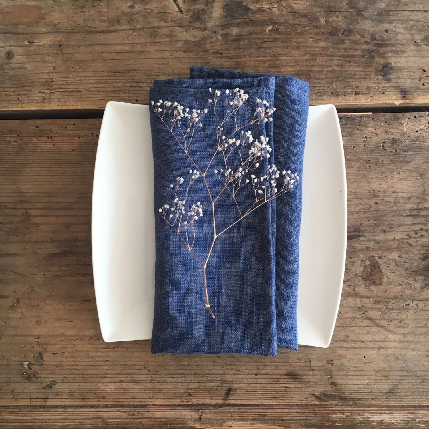 8 Blue Linen Napkins, Christmas table, Cloth Napkins Cloth, Cocktail