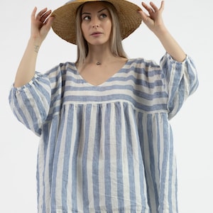 Loose Linen Top for Women, Linen Top for Women, V Neck Top, Linen Tee, Linen Tops for Plus Sizes, Linen blouse, Summer tunic
