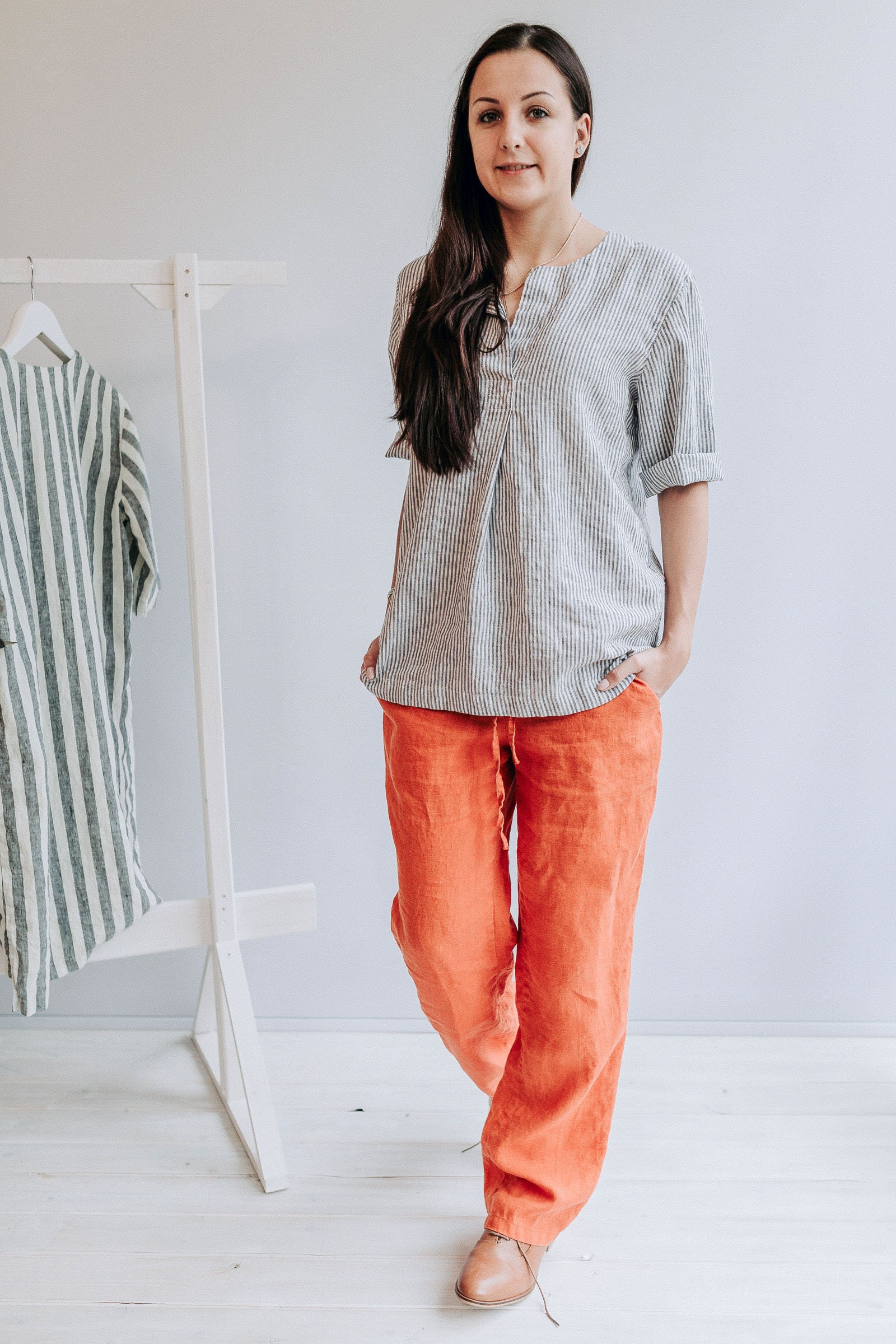 striped linen shirt womens