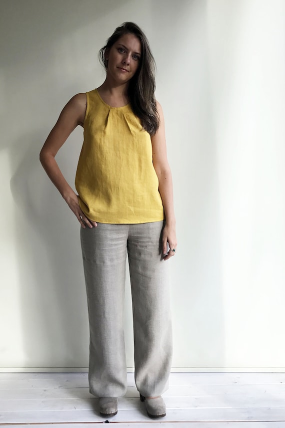 Sleeveless Linen Top Womens Top Linen Tee Plus size shirt | Etsy