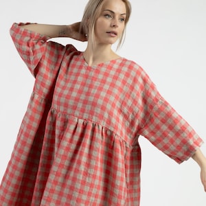 Oversized Linen Dress &quot;Beverly&quot;, Plus size Dress,Long Linen Dress, Linen Summer Dress with Pockets, Linen Comfortable Dress