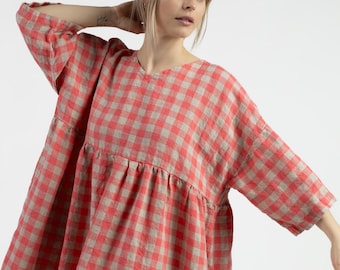 Oversized Linen Dress "Beverly", Plus size Dress,Long Linen Dress, Linen Summer Dress with Pockets, Linen Comfortable Dress