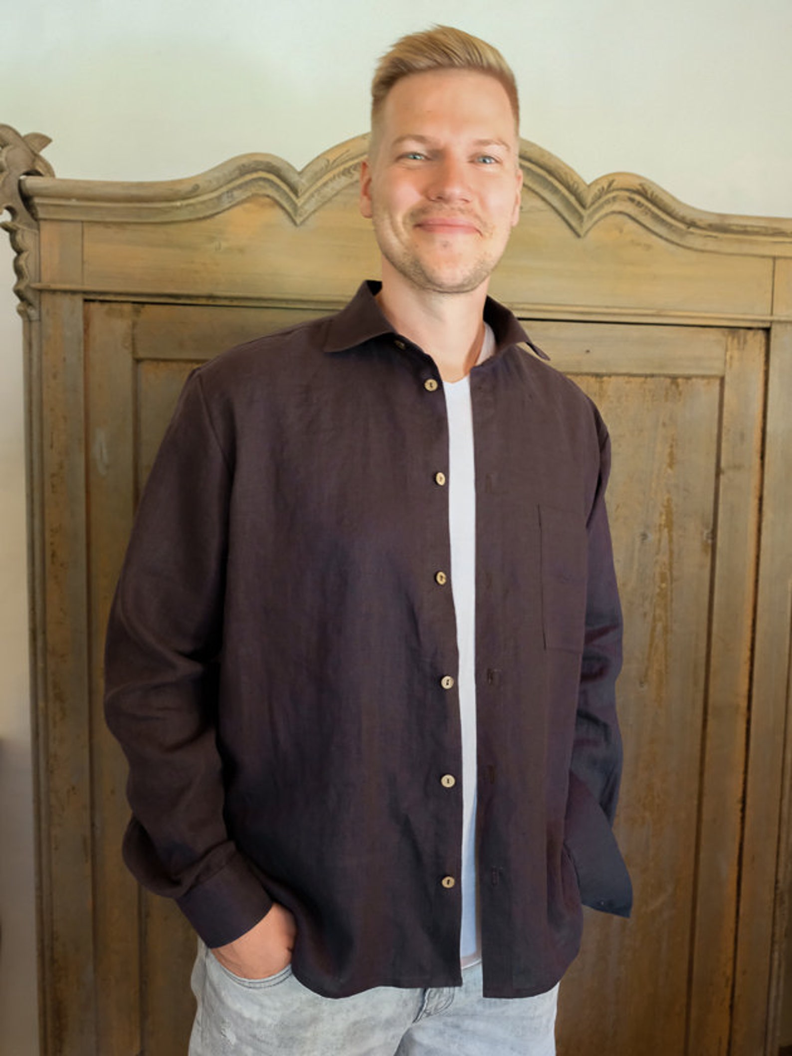 Button Up Linen Shirt main image 1