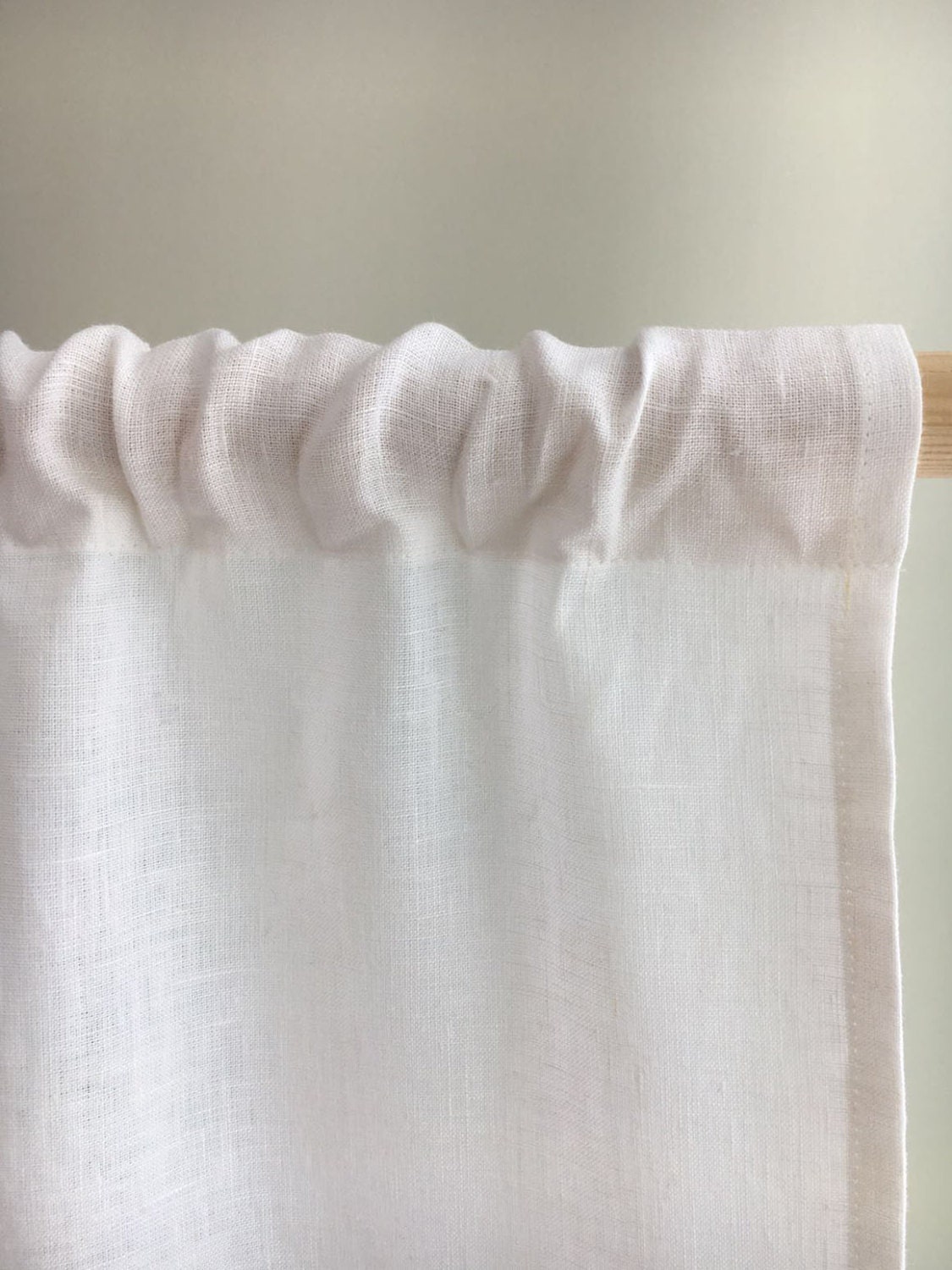 White Linen Curtain, Linen Valance, Linen Kitchen Curtain, Linen