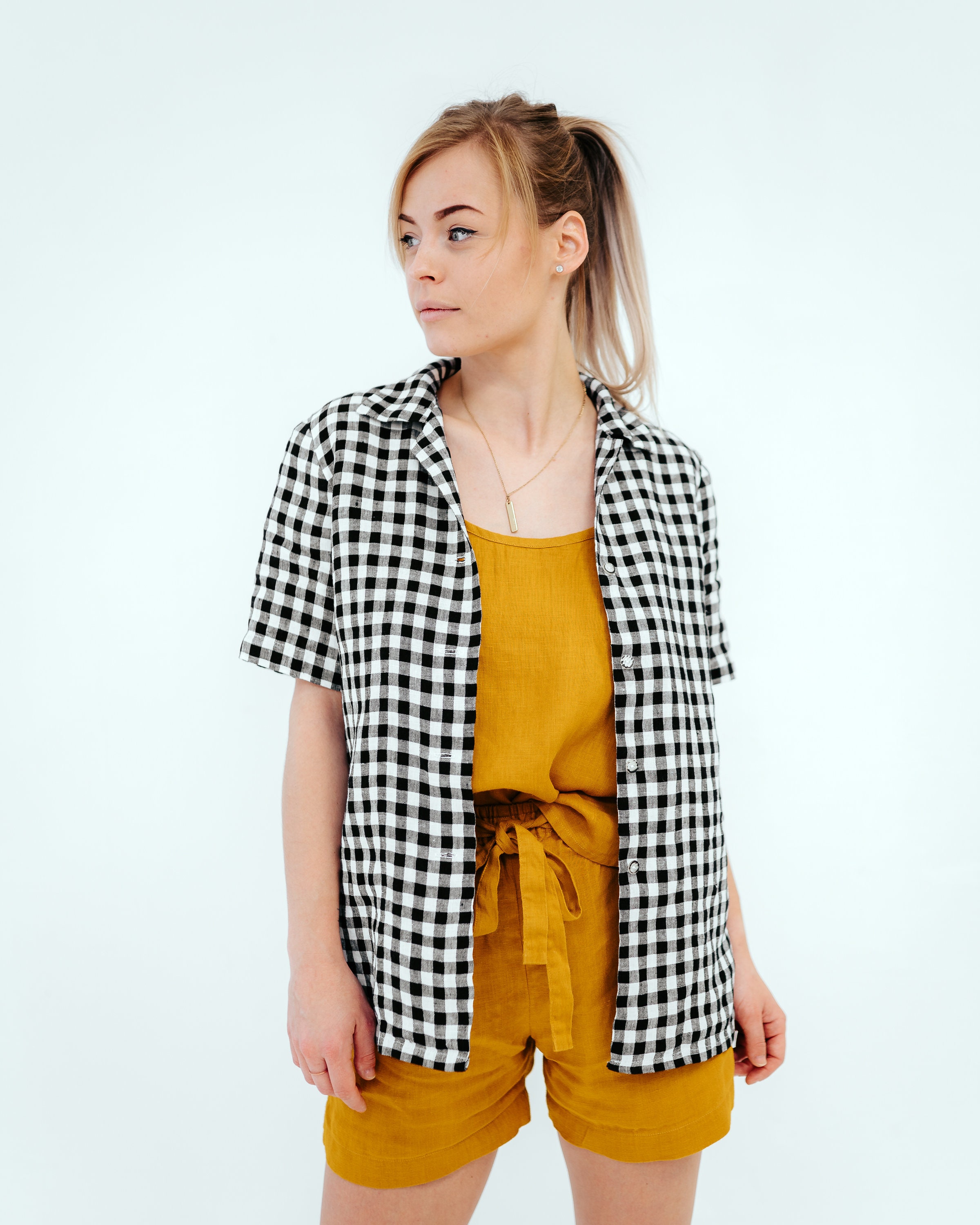 Linen Button Down Short Sleeve Shirt 