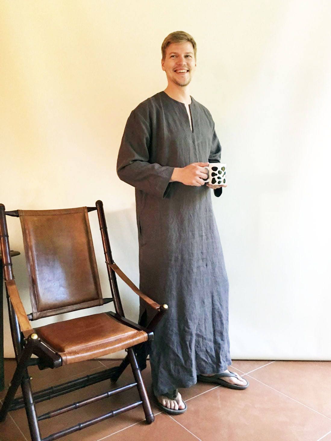 Linen Kaftan men, Kaftan Robe, Man robe, Caftan, Plus size caftan, Gift