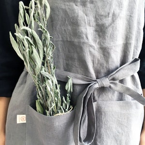 Full Apron from 100% linen, Full Linen Apron, Womens Apron, Mens Apron, Chef Apron, Long Linen Apron, Kitchen Apron, Crafts Apron, Handmade image 2