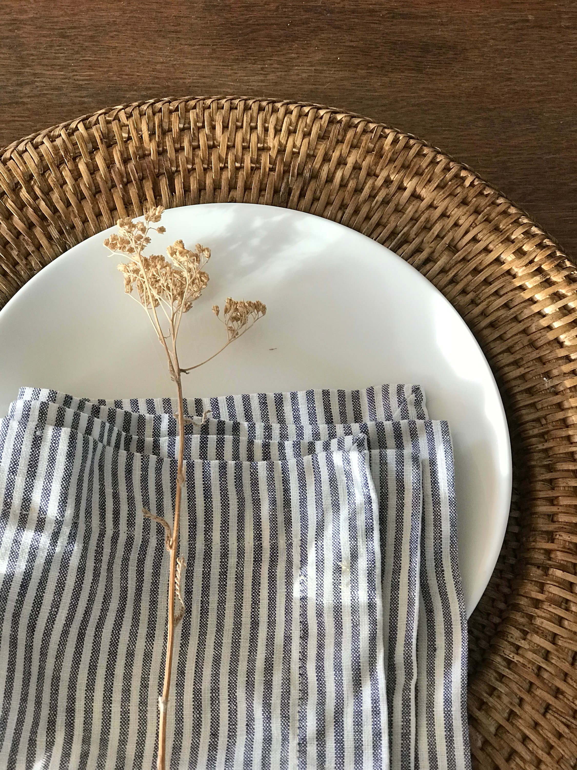 Striped Linen Napkins, Set of Six striped cloth napkins, linen napkins