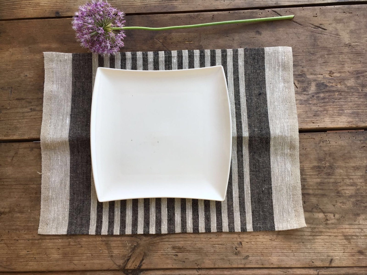 Linen placemats, set of 6 linen placemats, Cloth placemats, striped