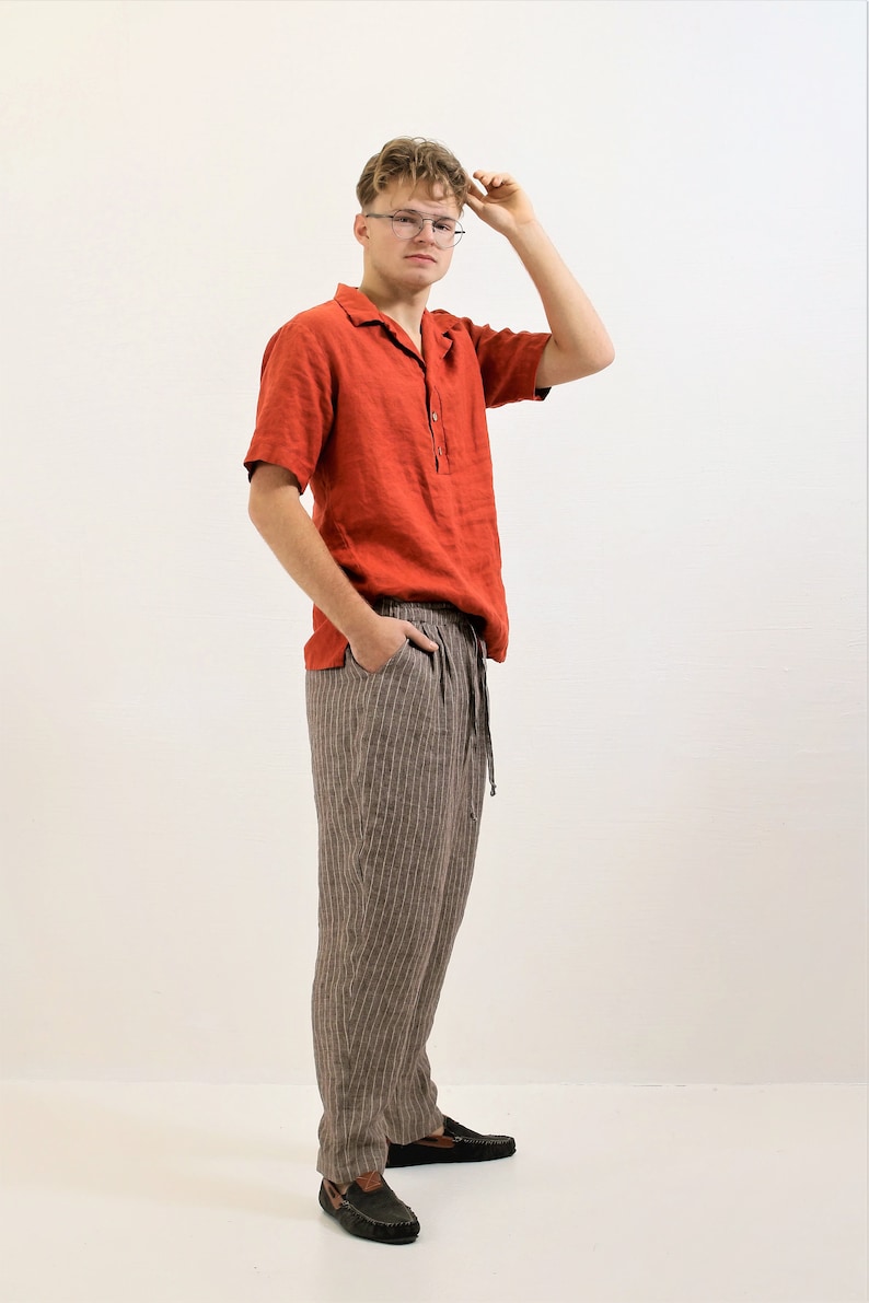 Casual Men Linen Shirt 'Maverick', Casual Linen Shirt, Short Sleeve Shirt with buttons, Summer Linen Top, image 7