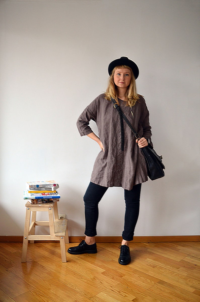 Plus Size Tunic Oversized Tunic Linen Tunic Dress Womens Etsy Australia