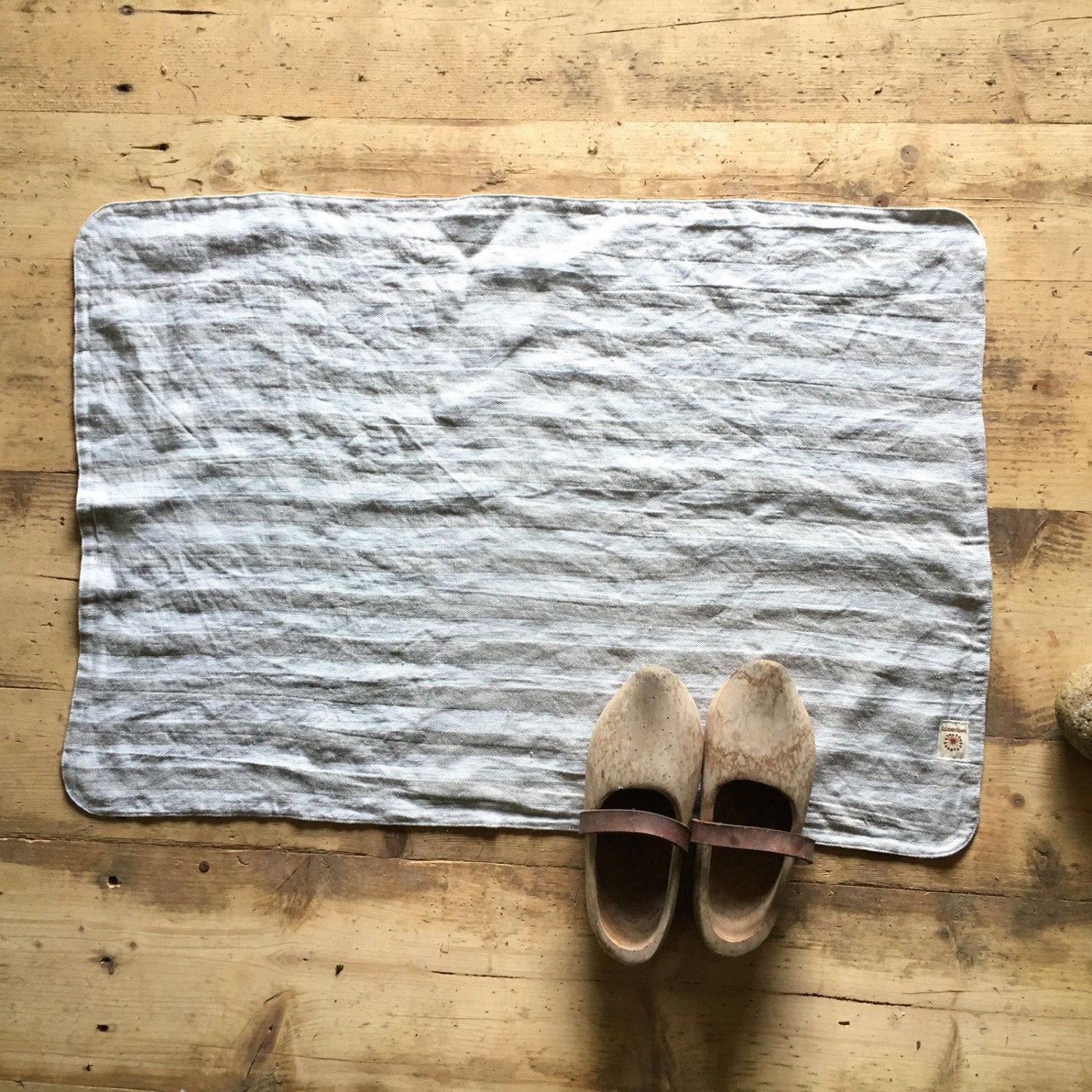 Linen Mat, Linen Rug, Striped Linen Mat, Striped Rug, Feet Towel