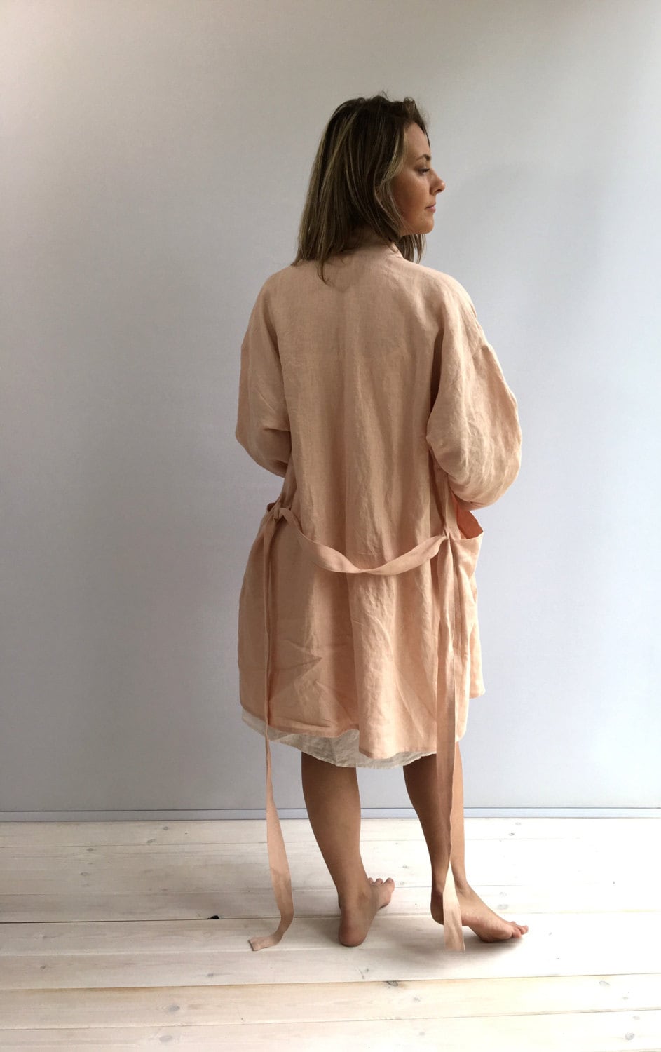 Linen robe, soft kimono robe, robe coverup, robe for bride, linen bath