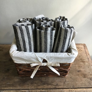 Rustic Kitchen towels, Set of four Linen Towels, Striped Towels Kitchen towels Durable towels Country house towels tea towels natural linen
