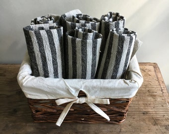 Rustic Kitchen towels, Set of four Linen Towels, Striped Towels Kitchen towels Durable towels Country house towels tea towels natural linen