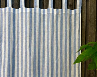 Gestreifte Leinengardine, blau/weiss gestreifte Gardinen für Wohnzimmer, gestreifte Gardinen für Wohnzimmer, gestreifte blau/weisse Gardinen