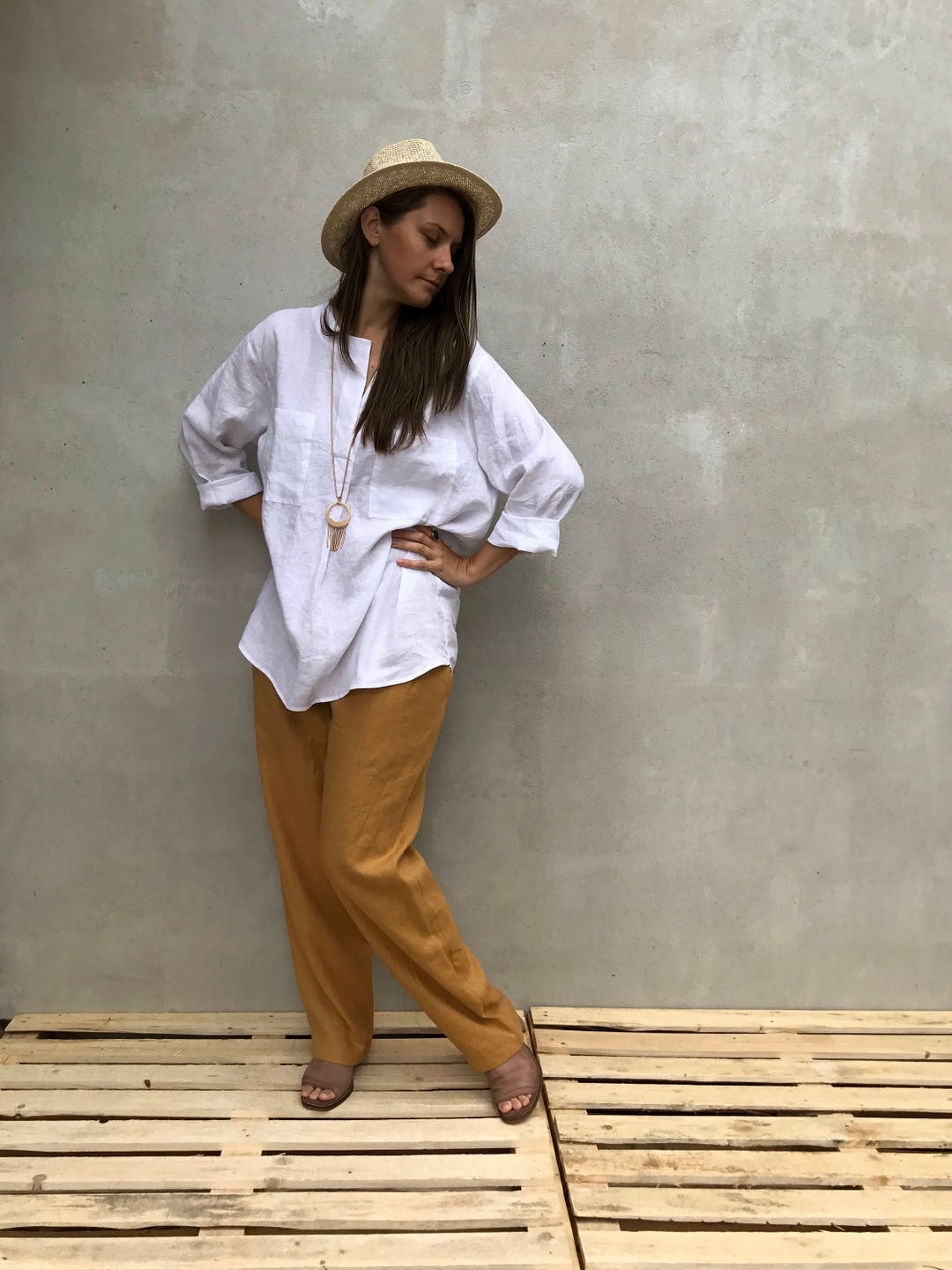 トップス CONSISTER STRAW YARN LINEN SHIRT トップス CONSISTER STRAW YARN LINEN SHIRT Archive Linen