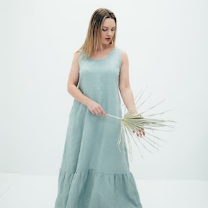 Women Linen Long Dress, A line Dress from Linen, Long Linen Dress with Ruffle, Linen Dresses for Women, A line dress, Summer Dress