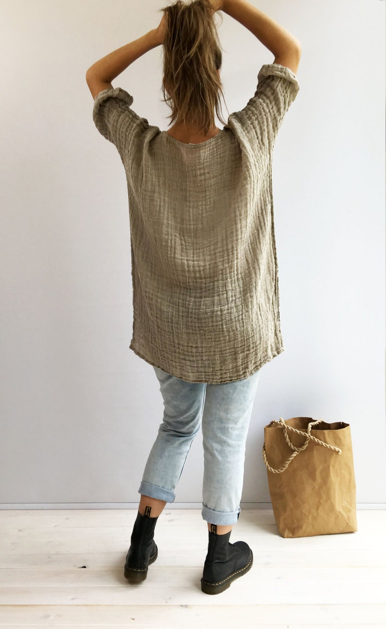 taupe linen top