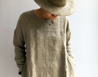 Natural linen tunic, Tunic Top, Plus Size Tunic, Linen Tunic Dress, Womens tunic, loose linen tunics for women plus size clothing tunic tops