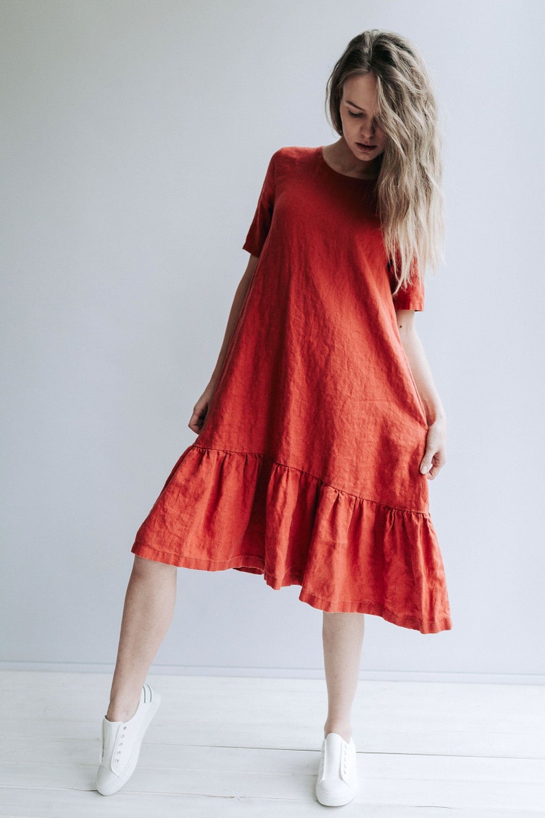 Drop Waist Dress 'Juliana' A line Dress from Linen image 2