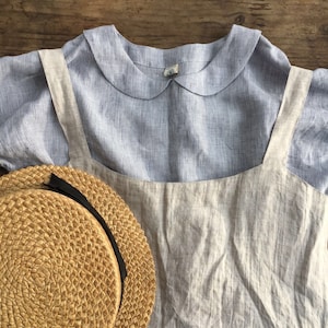 Linen blouse with Peter Pan collar, Cute Linen Shirt Women, Linen T Shirt, Linen Tee, Plus size shirt, Linen Blouse, Cute Top, striped top
