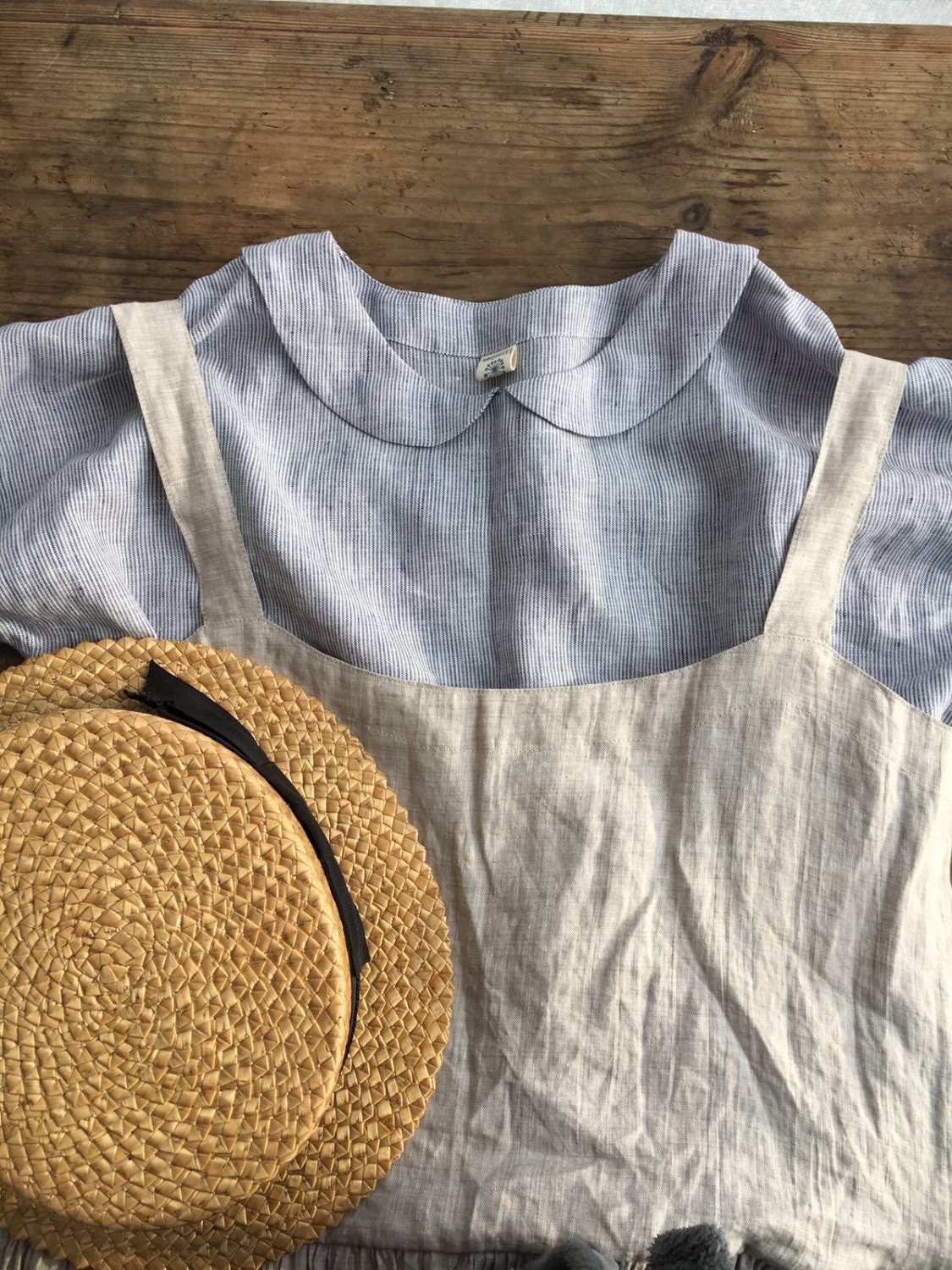 Peter Pan Collar Cute Linen Shirt Women 