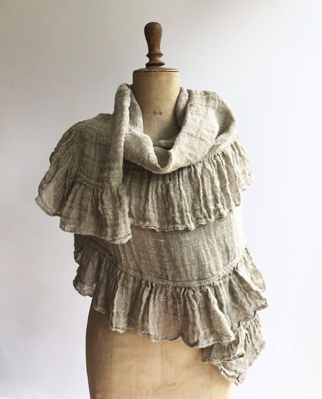 Shawl Ruffle Wraps Shawl, Wedding Shawl, Womens Shawl, Linen Scarf With Ruffle ...