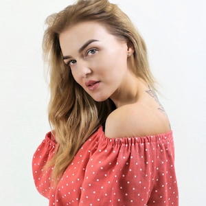 Linen Top Boho, Off the shoulder Top, Boho Linen Blouse, Linen Top Boho, Off the Shoulder ruffled top, White Linen Blouse, boho ethnic