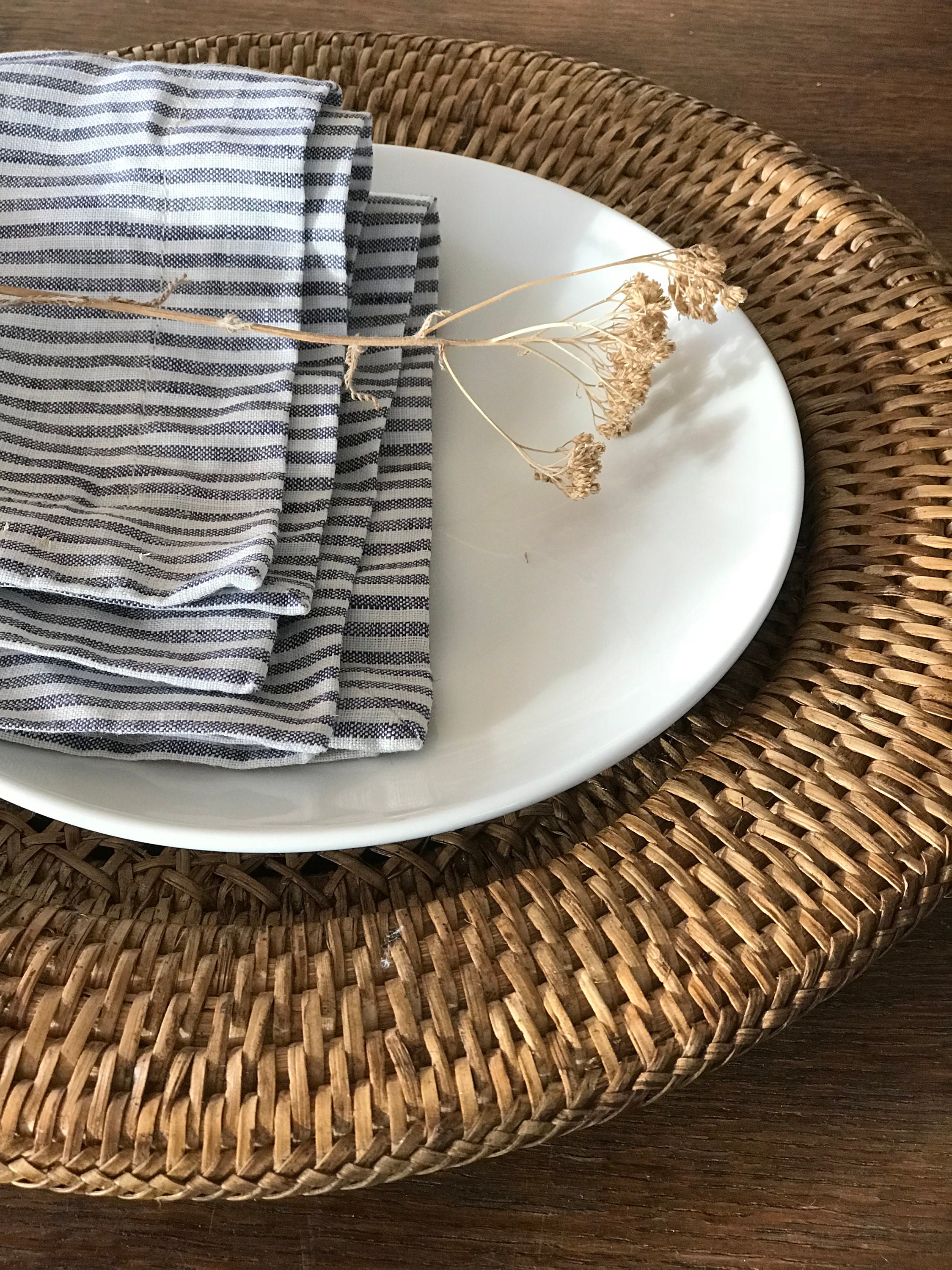 Striped Linen Napkins, Set of Six striped cloth napkins, linen napkins