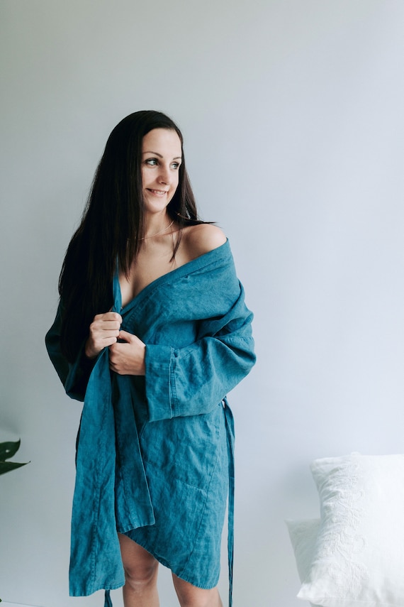 Linen robe, Linen bath robe, linen night gown, Linen sleep wear, Women robe, Soft Linen Robe Women, Robe for bride, Spa Robe, Plus size robe