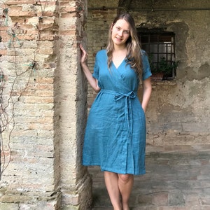 Linen Dress &quot;Pamela&quot;, Wrap Dress Linen, Linen Dress for Women, Linen Womens Dress, Simple Linen Dress, Plus size Women, Plus size dress
