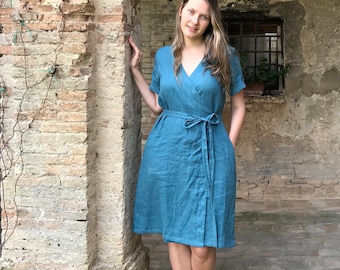 Linen Dress "Pamela", Wrap Dress Linen, Linen Dress for Women, Linen Womens Dress, Simple Linen Dress, Plus size Women, Plus size dress