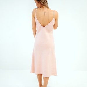 Linen Slip Dress 'Agnes' Bias Cut Slip Dress Maxi Linen Slip Dress with Open Back Linen Strap dress, Sleeveless linen dress with deep