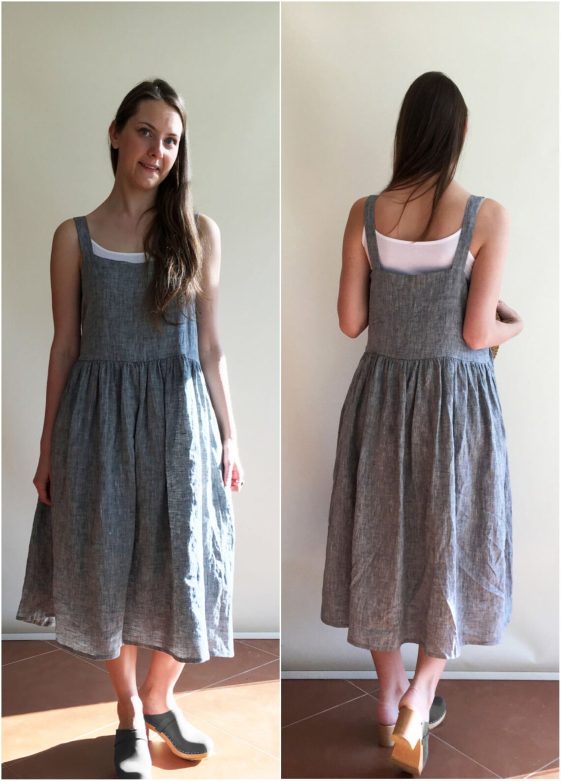 Linen Dress Pinafore Dress Sleeveless Maxi Dress Pinafore Etsy