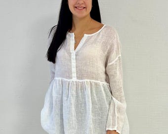 Oversized Crop Top, Oversized Shirt, White Linen Shirt, Plus Size Top, Linen Blouse, Womens Shirt, Loose Plus Size, Cropped Shirt, Boho