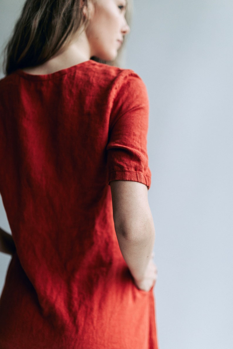 Drop Waist Dress 'Juliana' A line Dress from Linen image 5