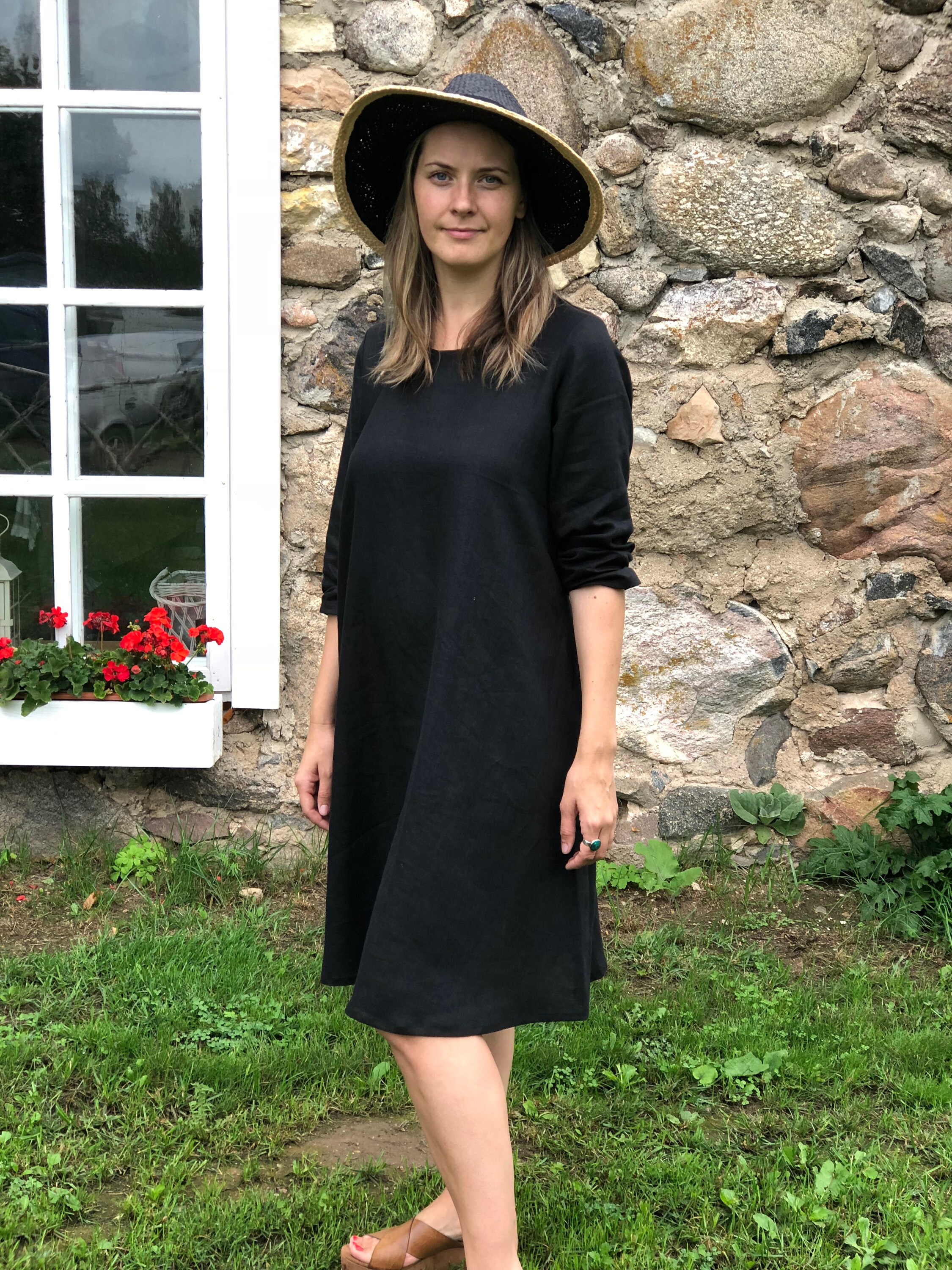 Little Black Dress Eva Black Linen Dress, Linen dress for women, Black Dress Linen, Loose Linen 
