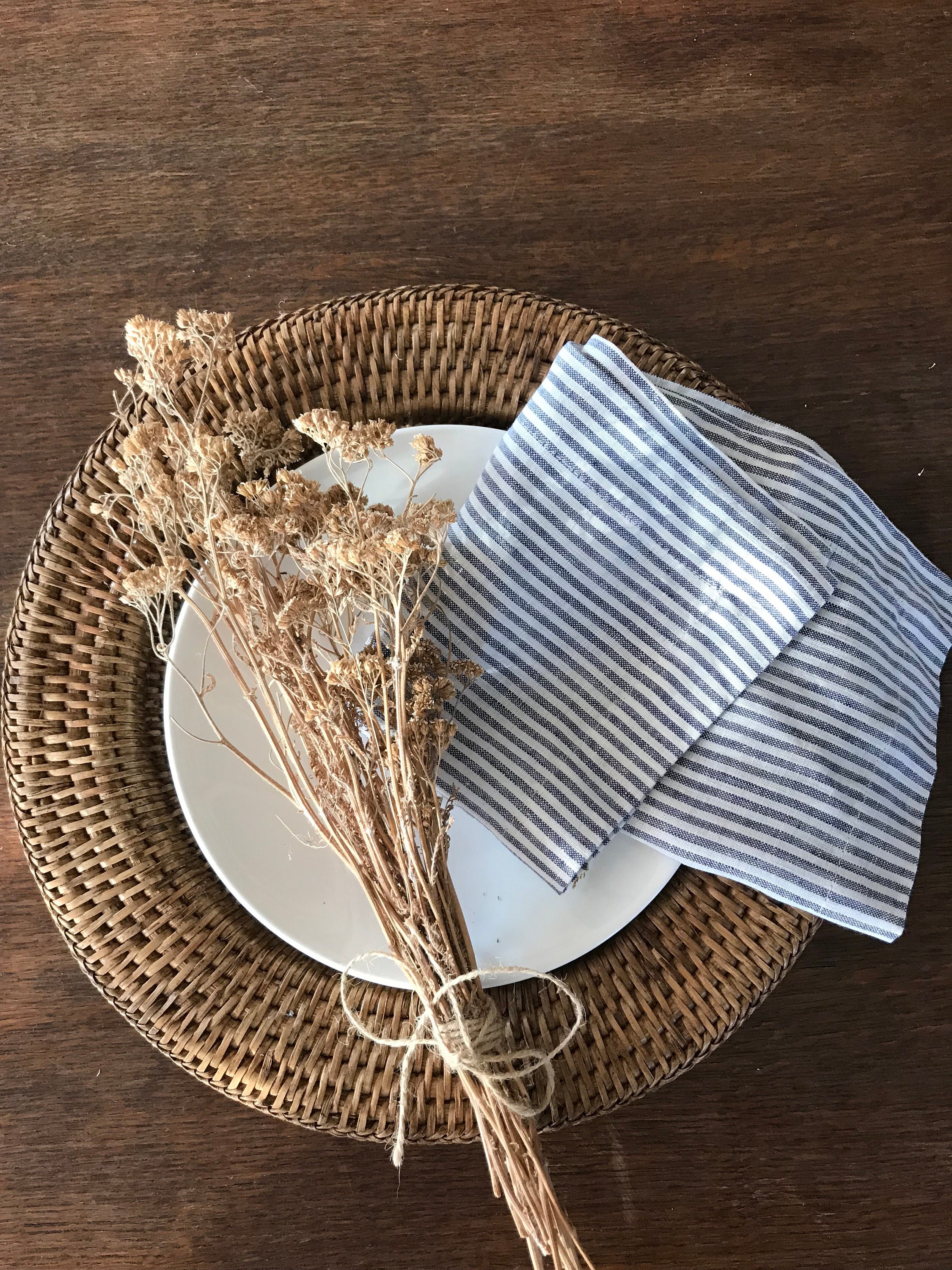 Striped Linen Napkins, Set of Six striped cloth napkins, linen napkins