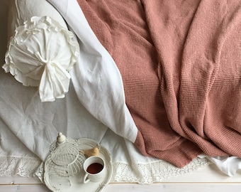 Voluminous Blanket, Linen and Cotton blend blanket, Linen throw, Natural Blanket, Linen coverlet, Daybed blanket, Christmas gift