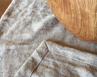 Tissu de table en lin naturel, texture rustique magnifique Taupe Lin Nappe Rectangle, Nappe Carrée, Table de ferme, Nappe